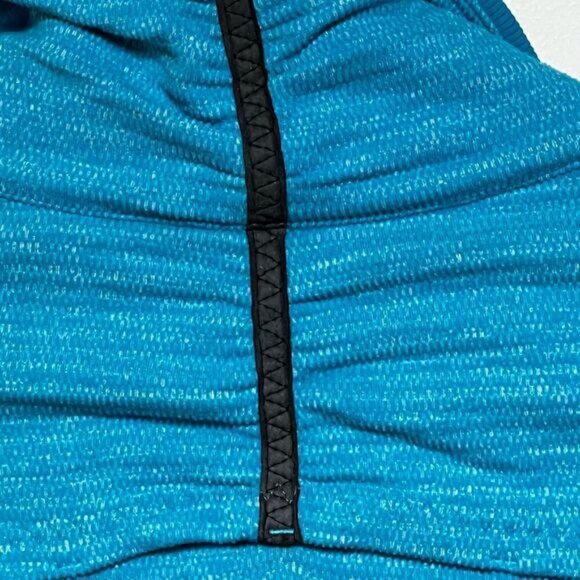 Lululemon base runner Mini Check Pique Surge Heathered Turquoise Pullover Sz 6 - Picture 10 of 16